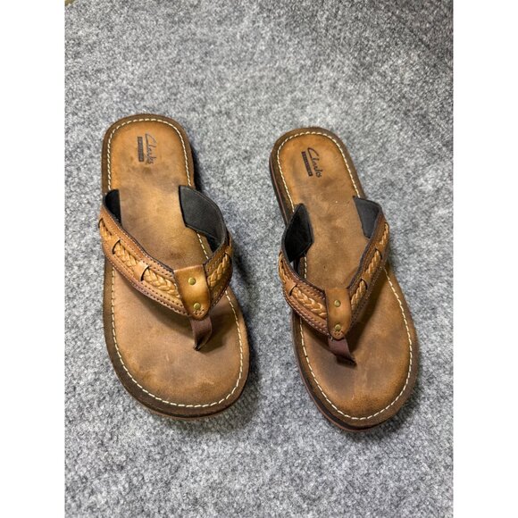 Clarks Womens Size 10 Brown Leather Flip Flops - Picture 10 of 15